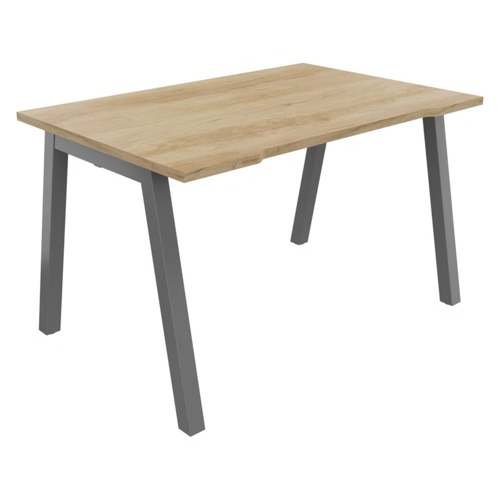 Bureau droit chancr Burocolor A - L.120 x P.80 cm - Plateau Chne Nebraska - Pieds Aluminium
