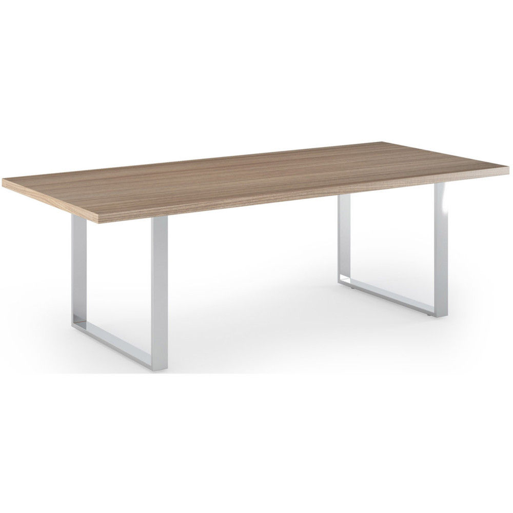 Table de runion Flore - L.220 x P.100 cm - Plateau Noyer - Pieds cadres