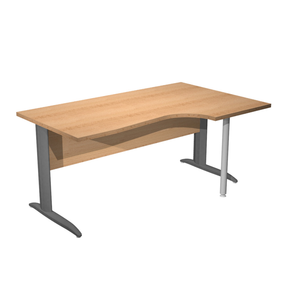 Bureau d'angle compact retour  droite Pronto Mtal - L.160 x P.100 cm - Plateau Htre - Pieds L Anthracite