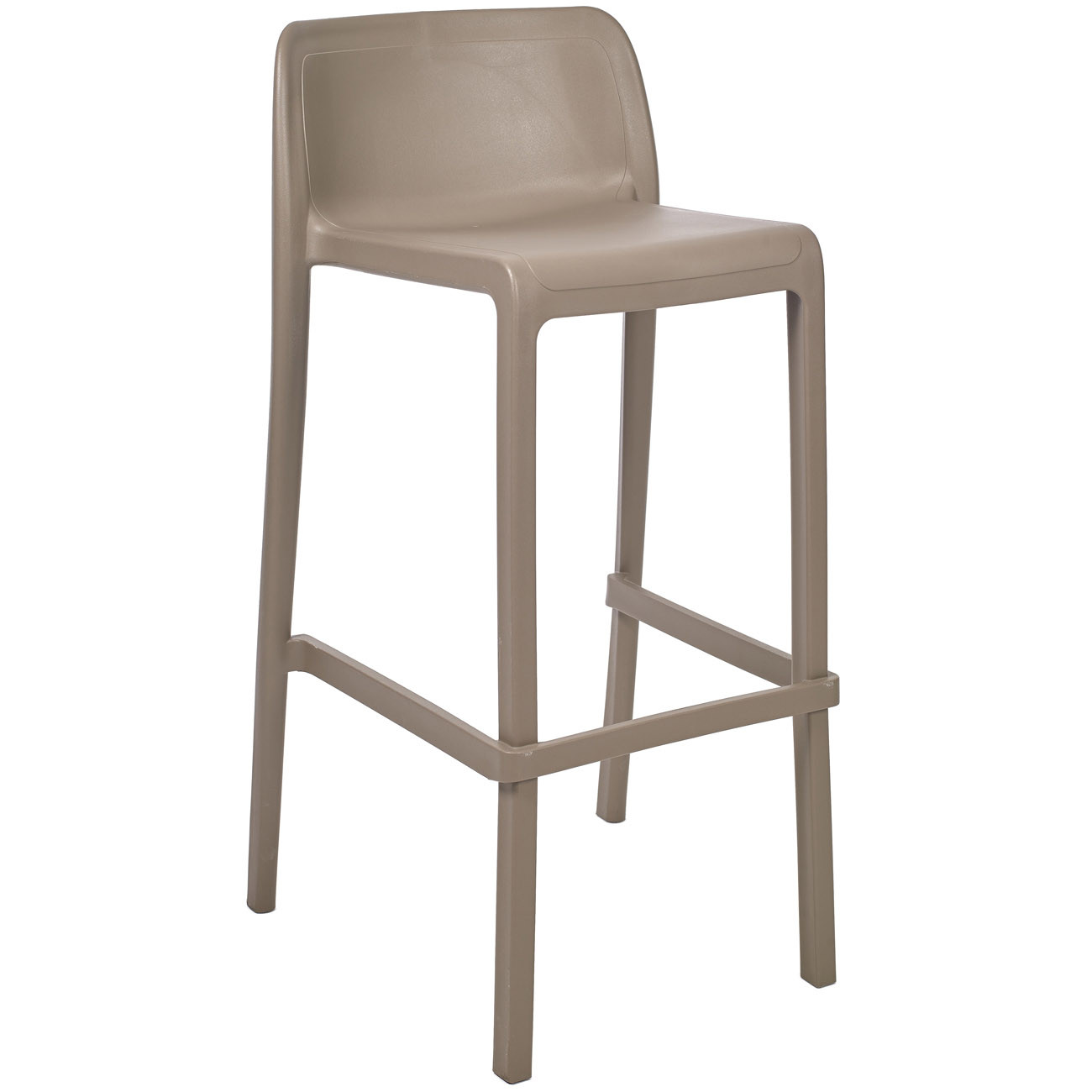 Tabouret haut d’extérieur Jonah en polypropylène recyclable– Taupe