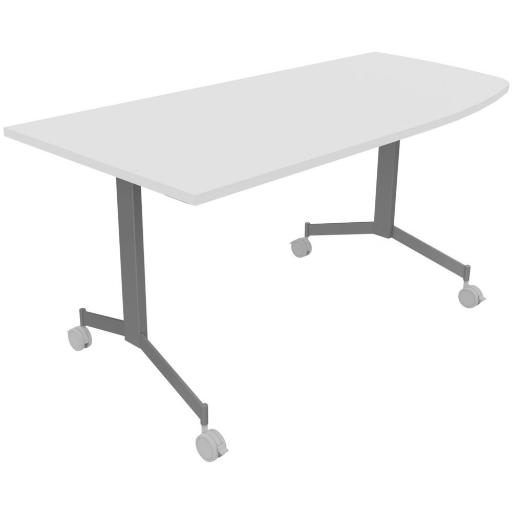 Table mobile rabattable Eureka angle arrondi  droite - L.170 x P.80 cm - Plateau Blanc - Pieds Aluminium