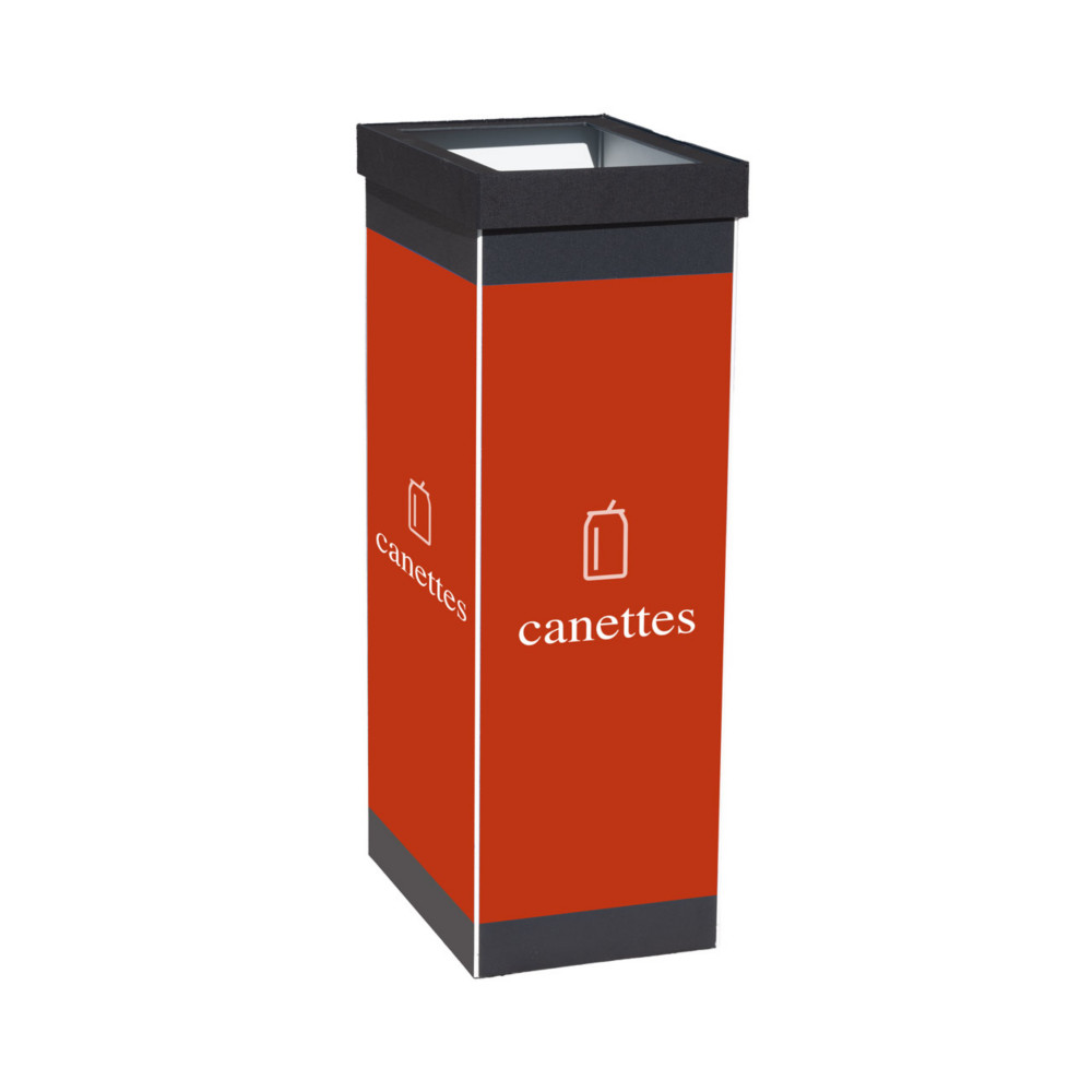 Paperflow Poubelle de tri slectif pour le recyclage des canettes - 60L - Rouge corps Noir