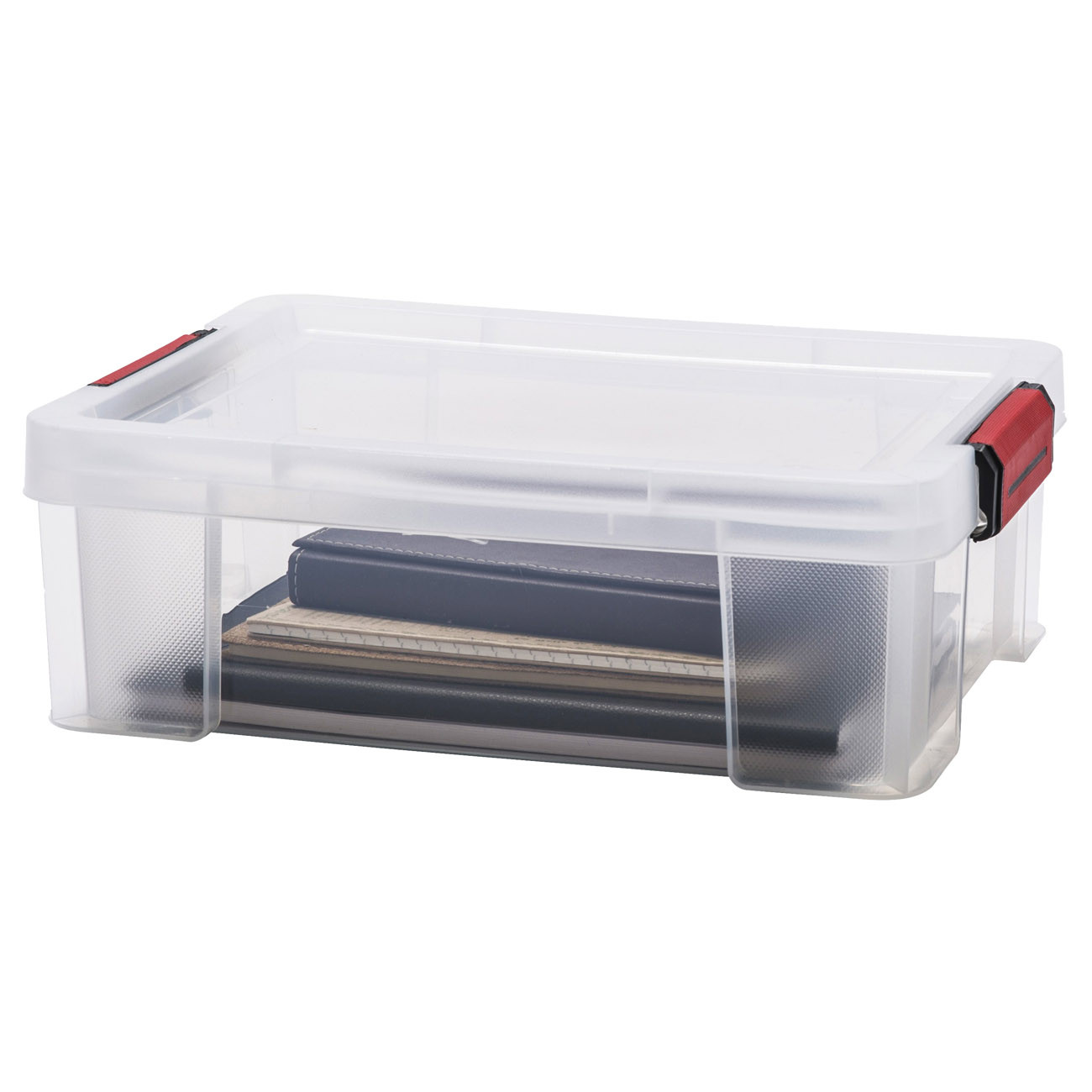 Paperflow Boite de rangement renforcée transparente Clip'N Store avec couvercle et poignées clipsables - Capacité 9 L