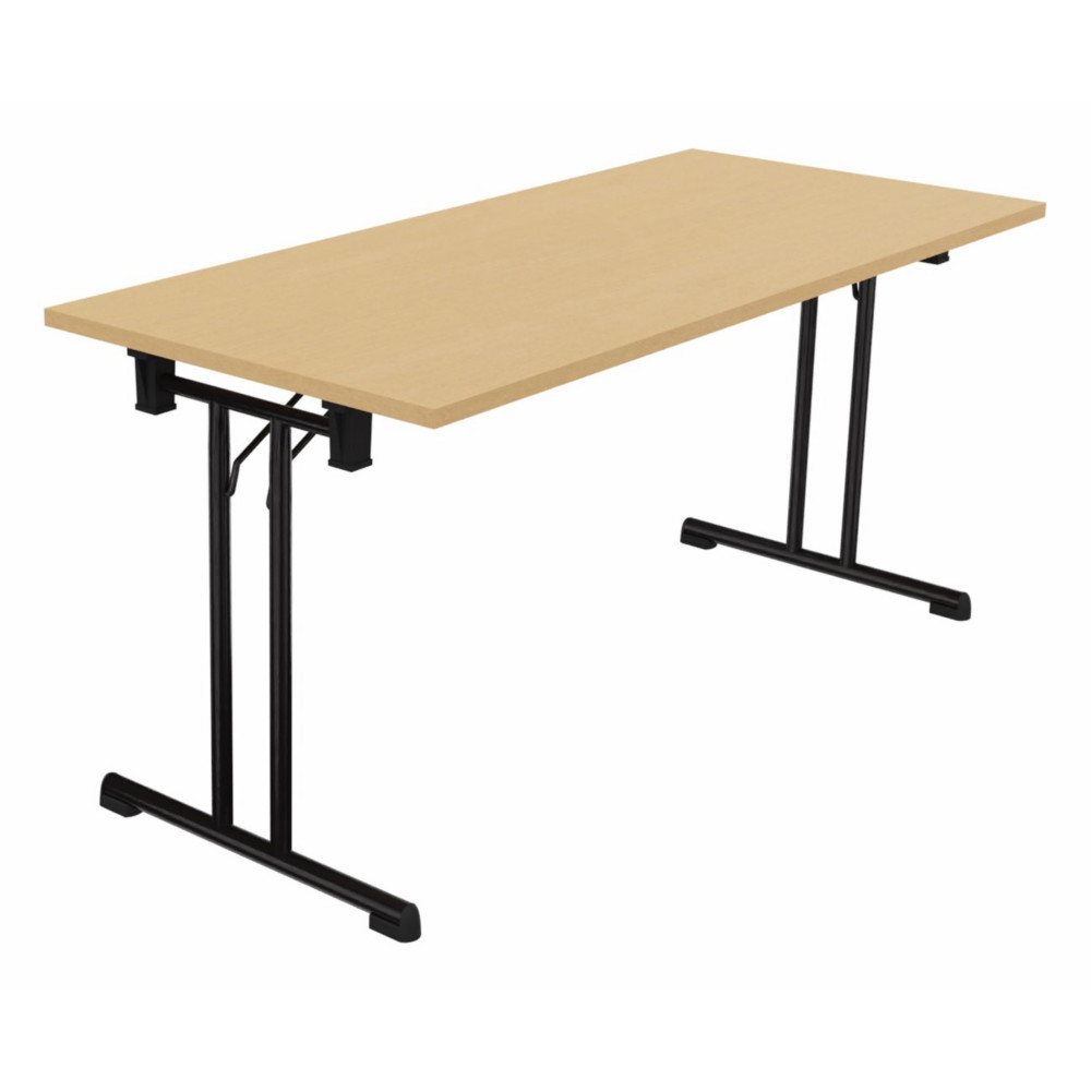 Table pliante polyvalente rectangle L. 160 x P. 70 cm - Plateau Htre - pieds Noir