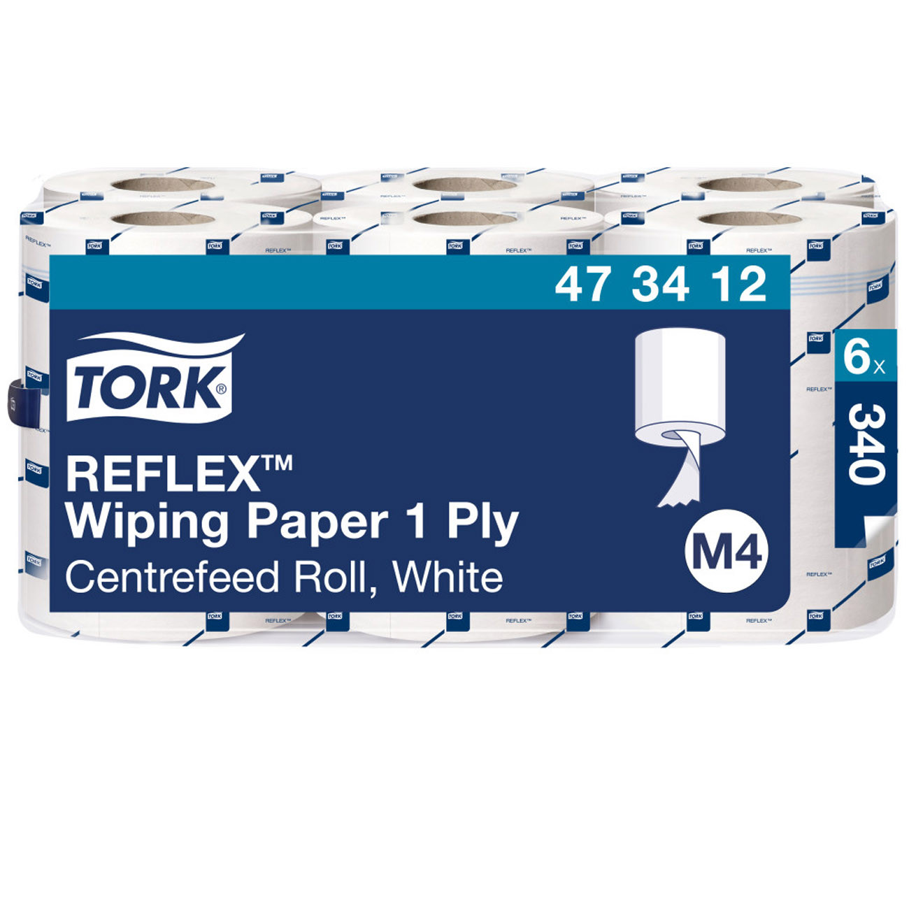 Tork Reflex Papier d'essuyage M4 blanc à dévidage central - 473412 - Lot de 6 bobines de 113 m