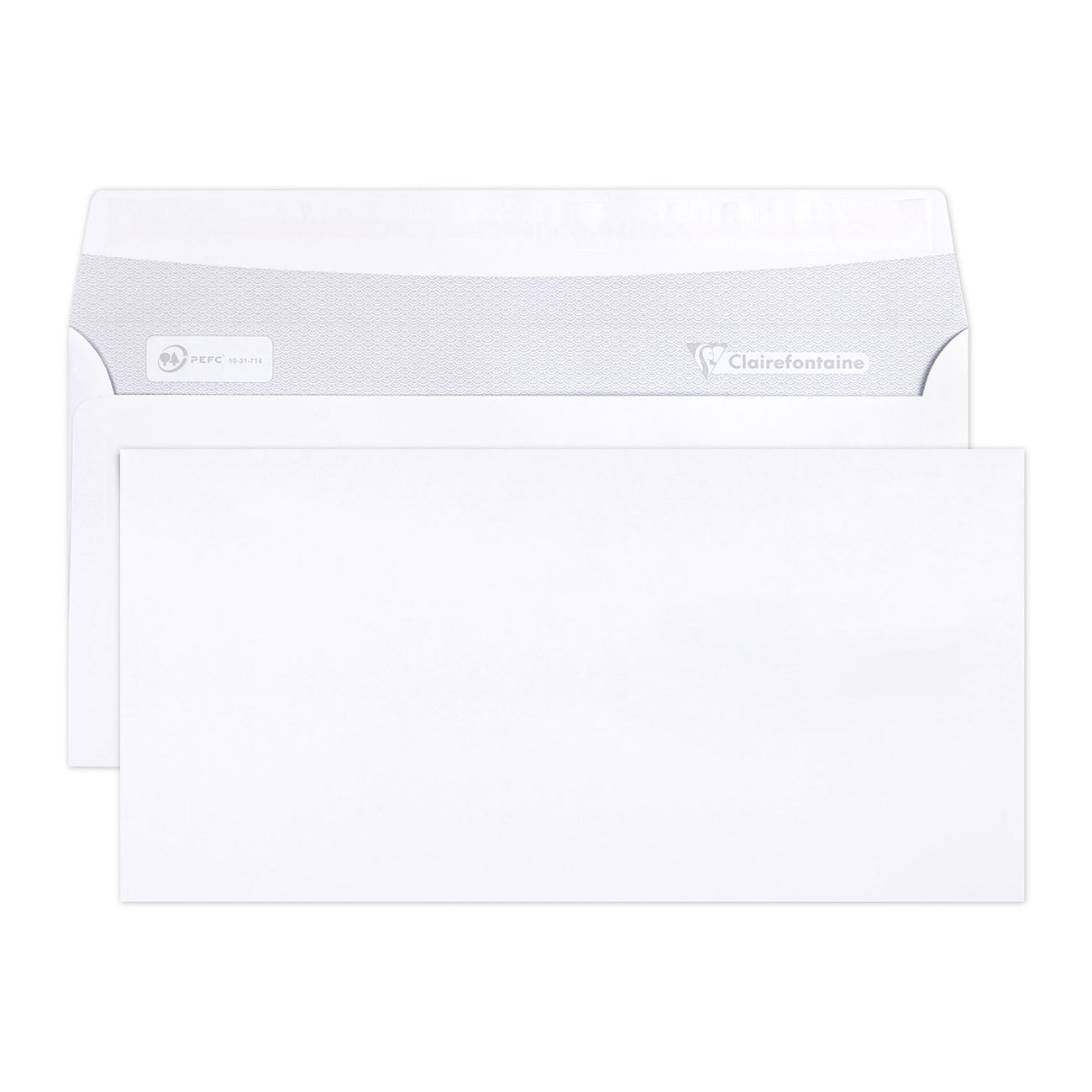 Clairefontaine Enveloppe blanche C5/6 114 x 229 mm 80g sans fenêtre - autocollante bande protectrice - Lot de 50