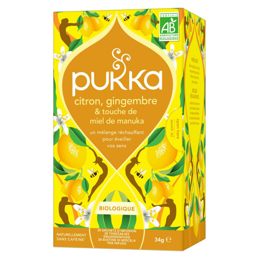 pukka Th Chaleur hivernale citron gingembre et touche de miel de Manuka - Biologique et quitable - Bote de 20 sachets