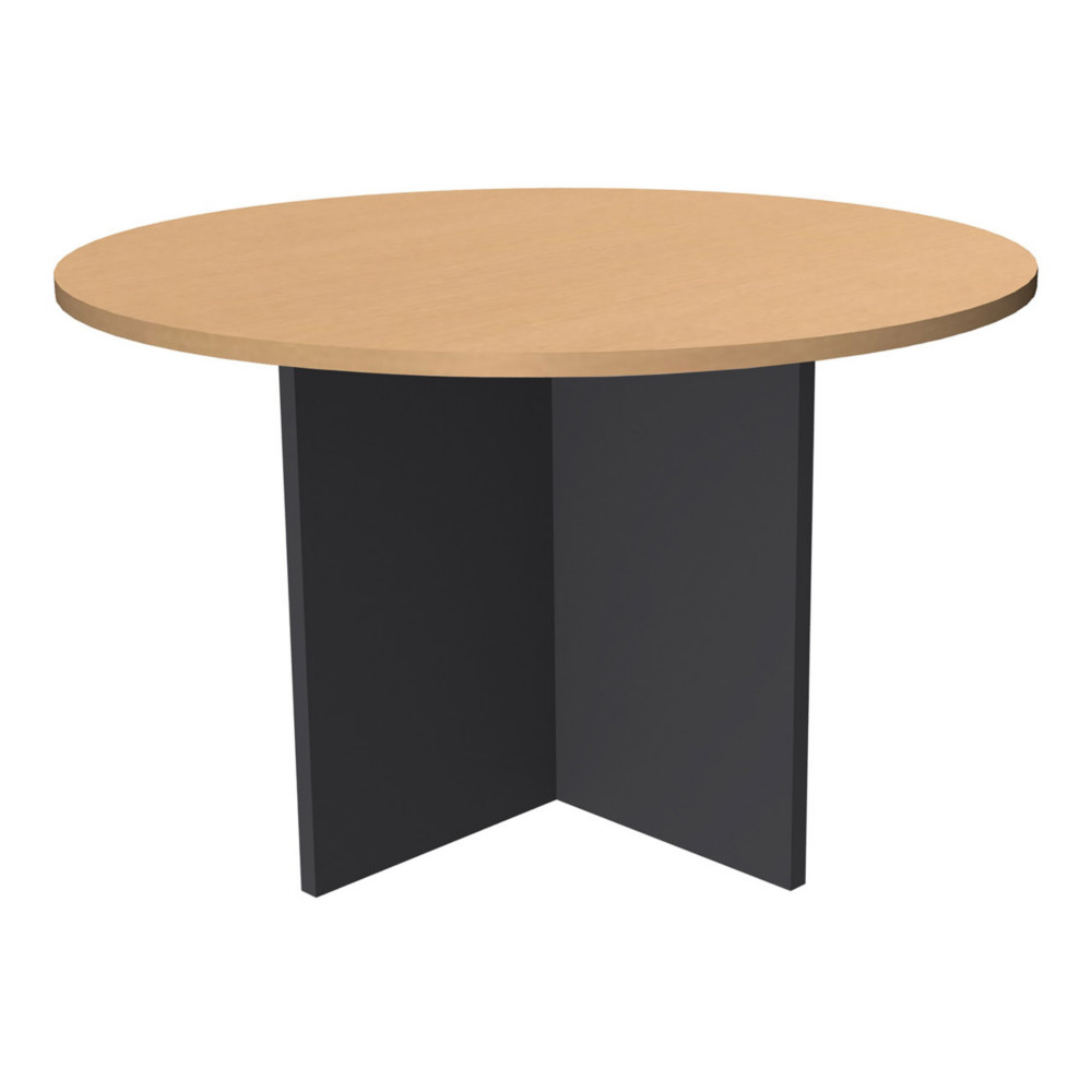 Table de runion ronde 120cm Activity Pied croix pleins Anthracite - Plateau Htre