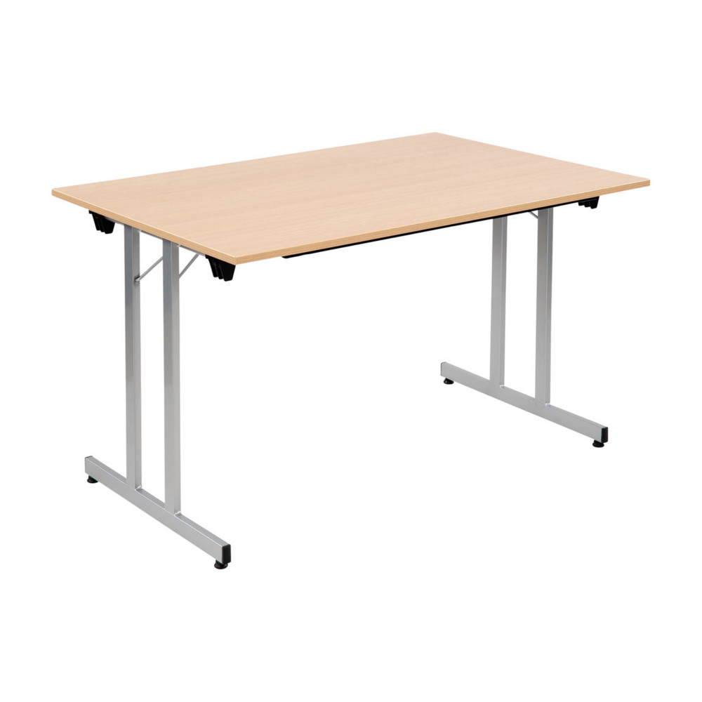 Table pliante multiples usages rectangle L. 120 x P. 80 cm  - Chne pieds Aluminium