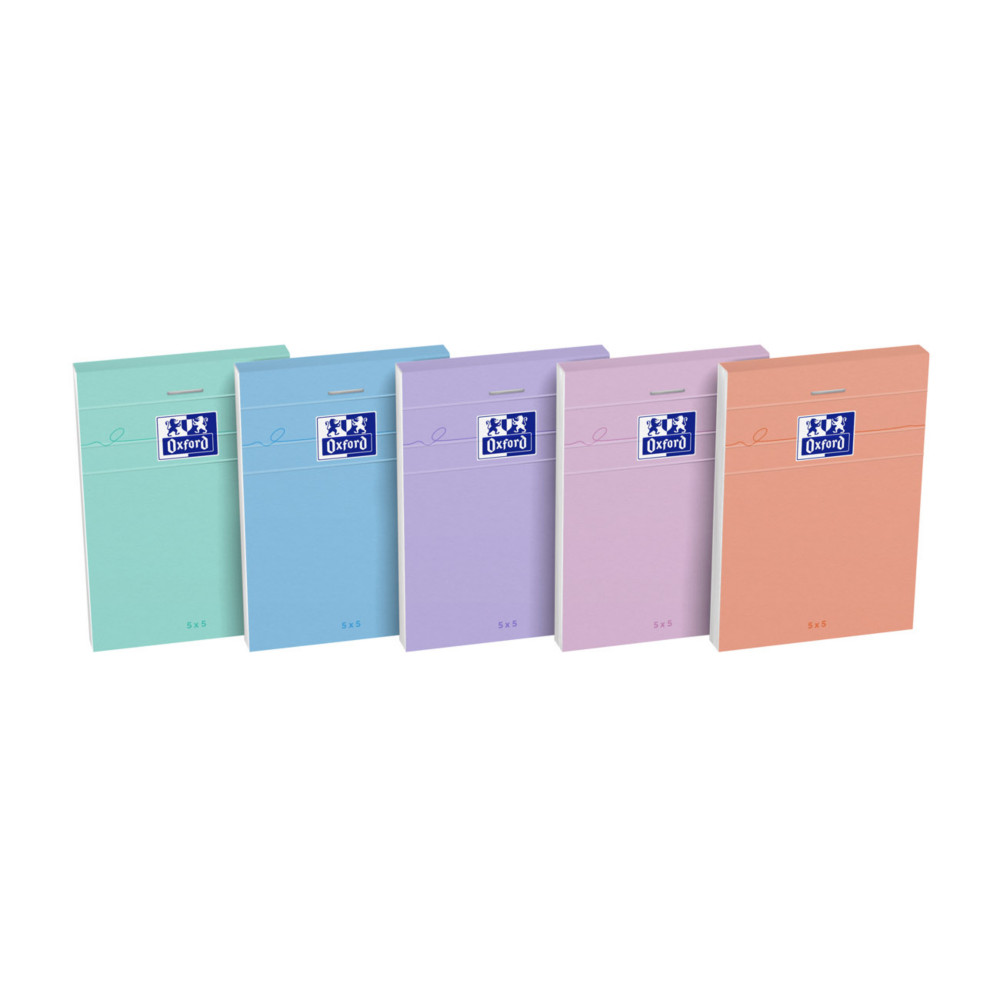 Oxford Bloc notes Smart A7 7,4 x 10,5 cm - 80/90g - Petits carreaux 5x5 - 160 pages - Assortis pastel