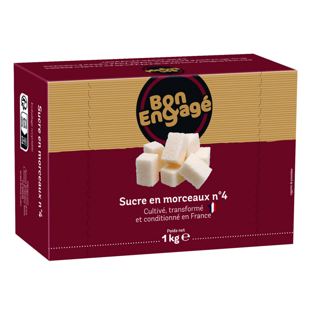 Bon & Engag Sucre en morceaux en bote de 1 kg