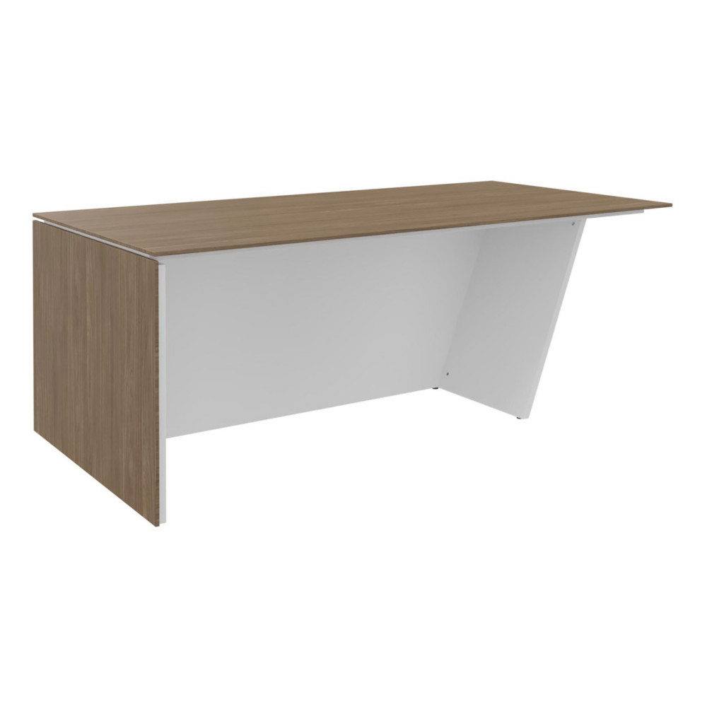 Bureau de direction pied vertical  gauche Rha - L. 200 x P. 100 x H. 741 cm - Plateau Noyer - Pieds Blanc