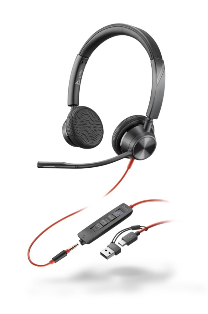 Poly Blackwire 3325 MS Duo Casque filaire USB-C et jack + Dongle USB-C/A