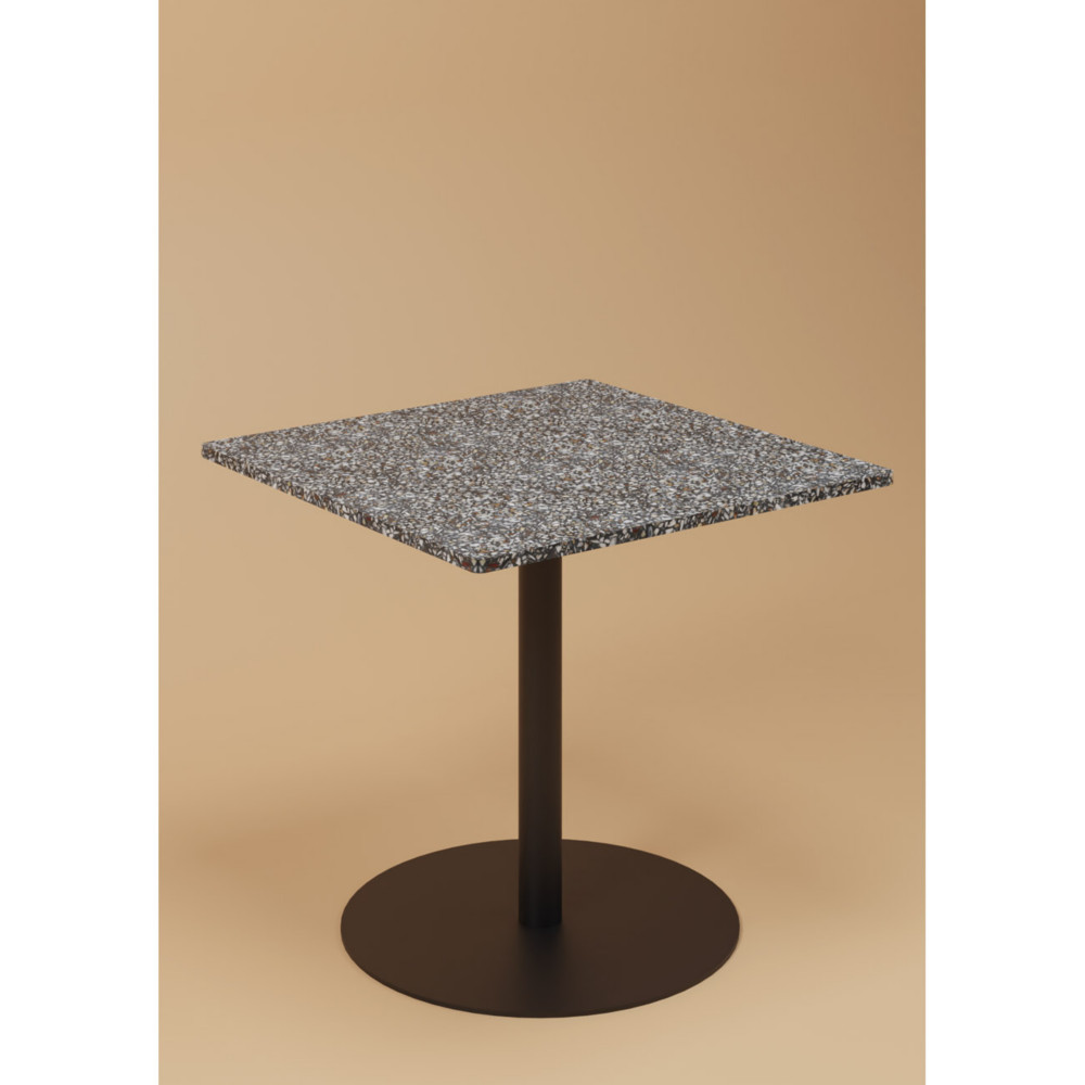 Table de restauration Carre Bistro Trinquet 80 x 80 - Intrieur - Exptrieur - Plateau St-Jacques noir - Pied noir