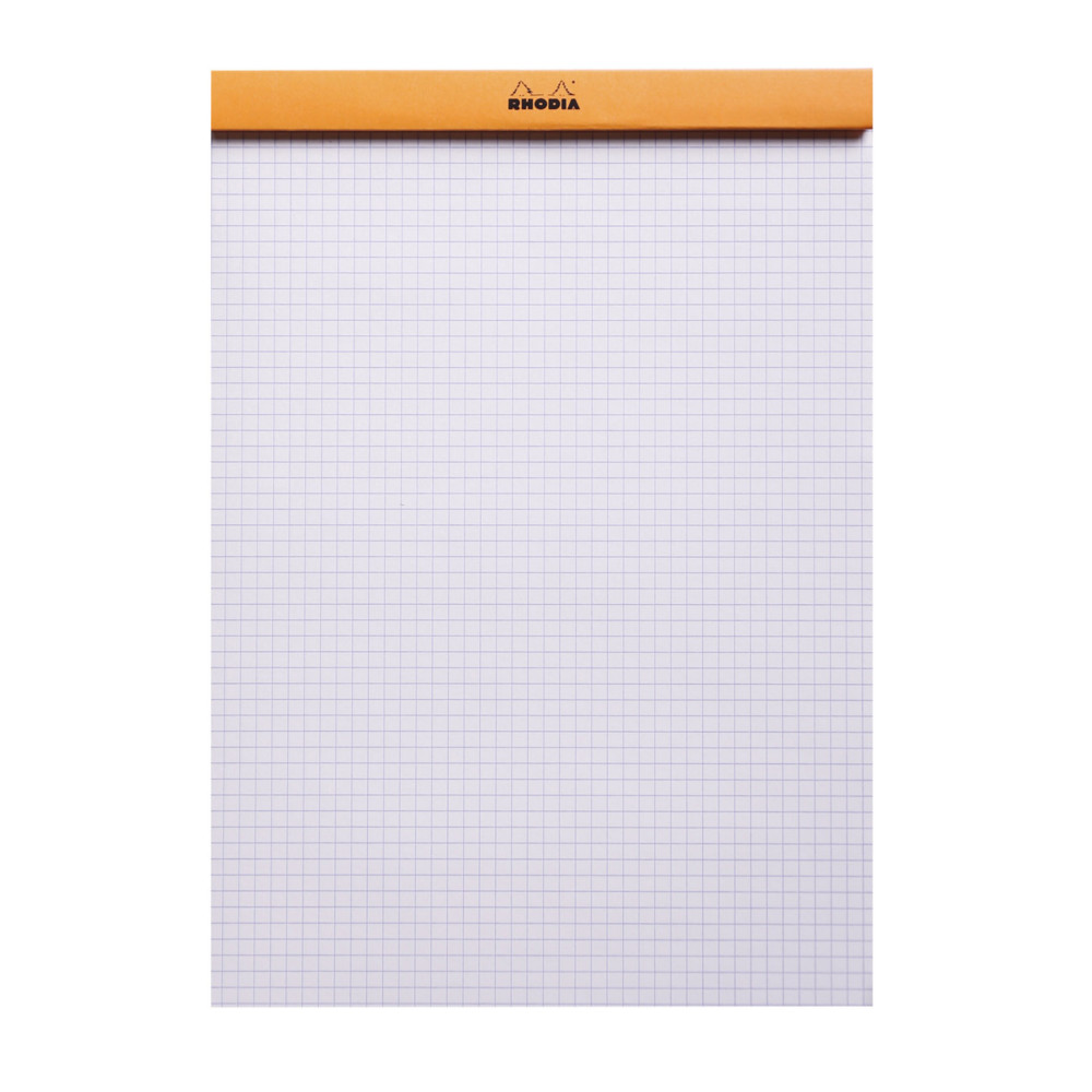 Rhodia Bloc notes agraf orange A4 21 x 29,7 cm - 80g - Petits carreaux 5x5 - 160 pages