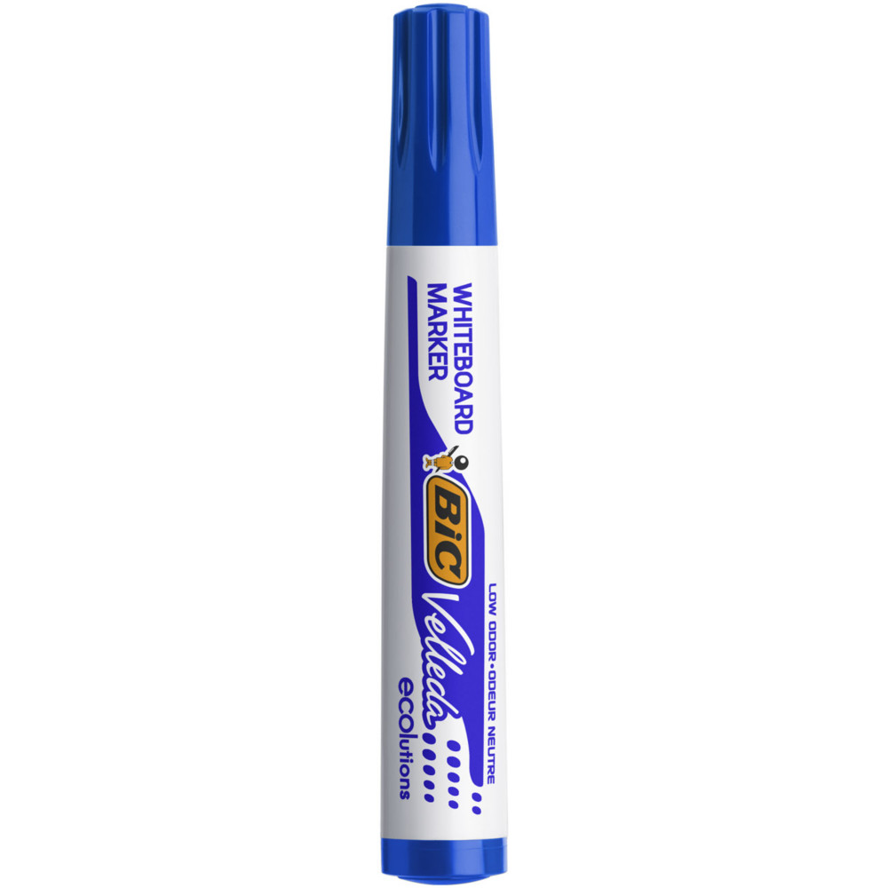BIC Velleda 1701 ECOlutions Feutre pour Tableau Blanc Effaables  Sec  Pointe Conique Large - Marqueur bleu