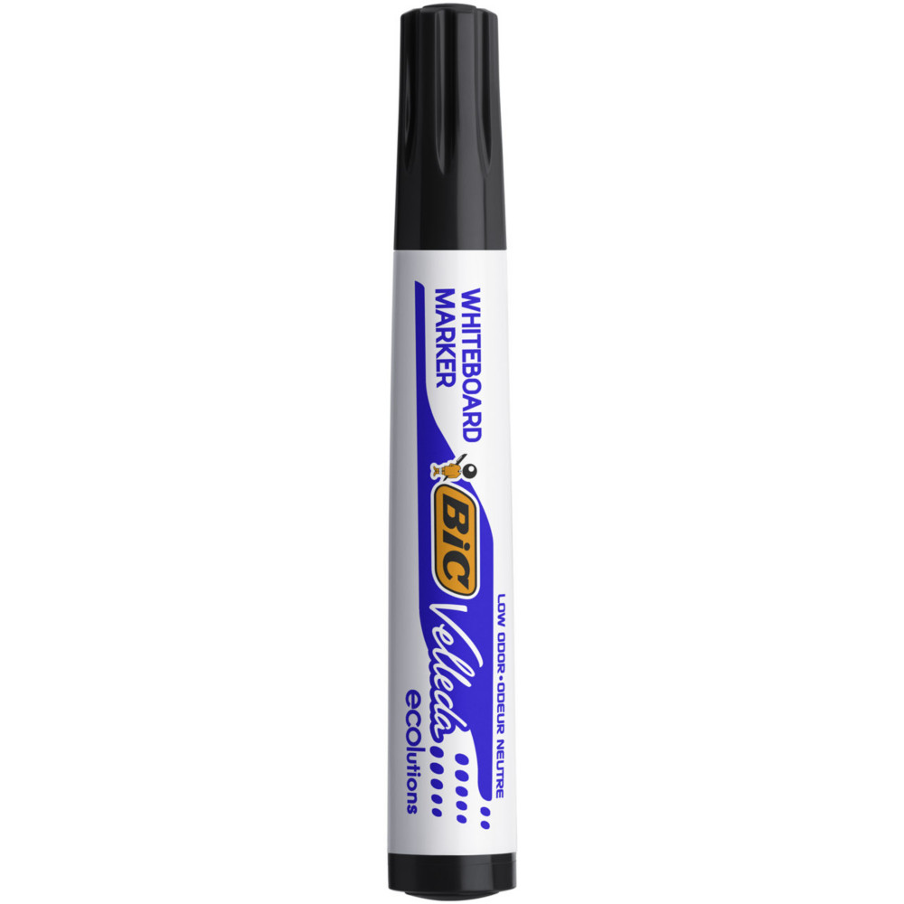 BIC Velleda 1701 ECOlutions Feutre pour Tableau Blanc Effaables  Sec  Pointe Conique Large - Marqueur noir