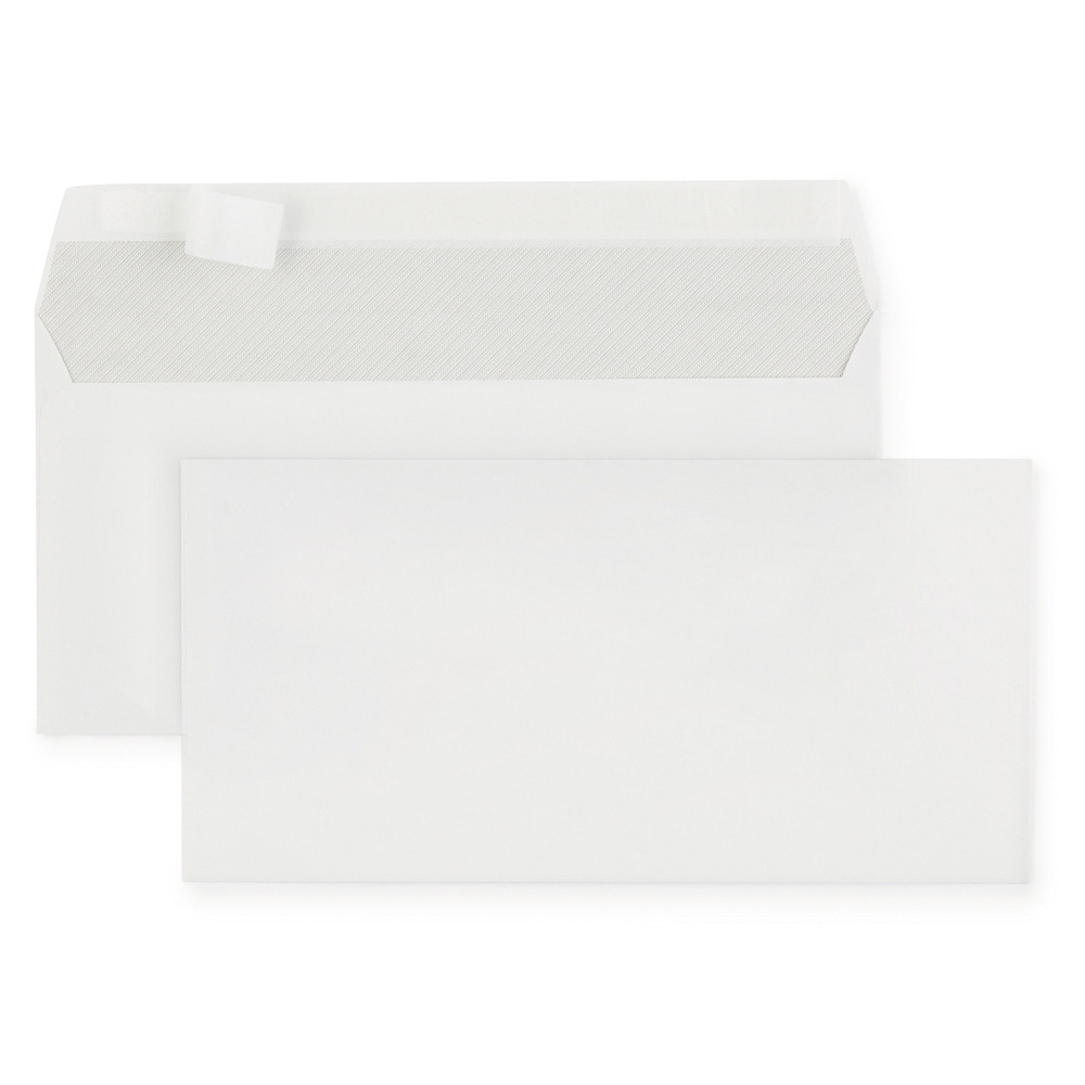 RAJA Enveloppe blanche recycle DL 110 x 220 mm 80g sans fentre - autocollante bande protectrice - Lot de 500