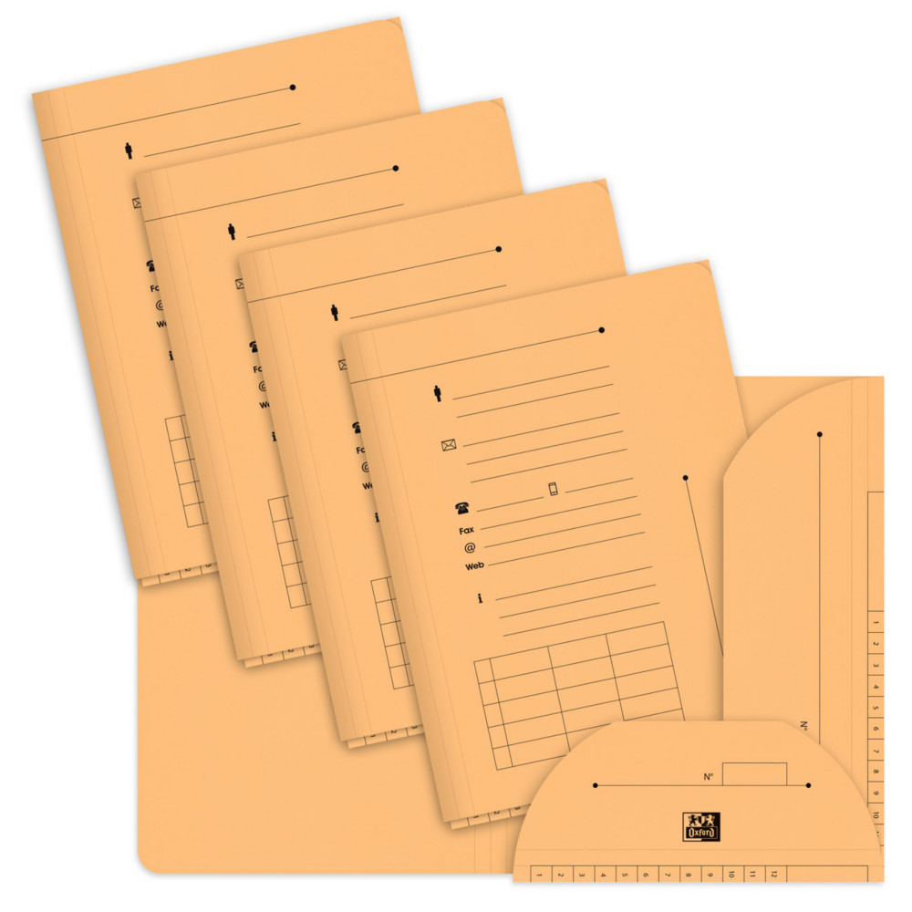 Oxford Chemises sous-dossiers 2 rabats A4 en kraft 240g orange pastel - Lot de 25