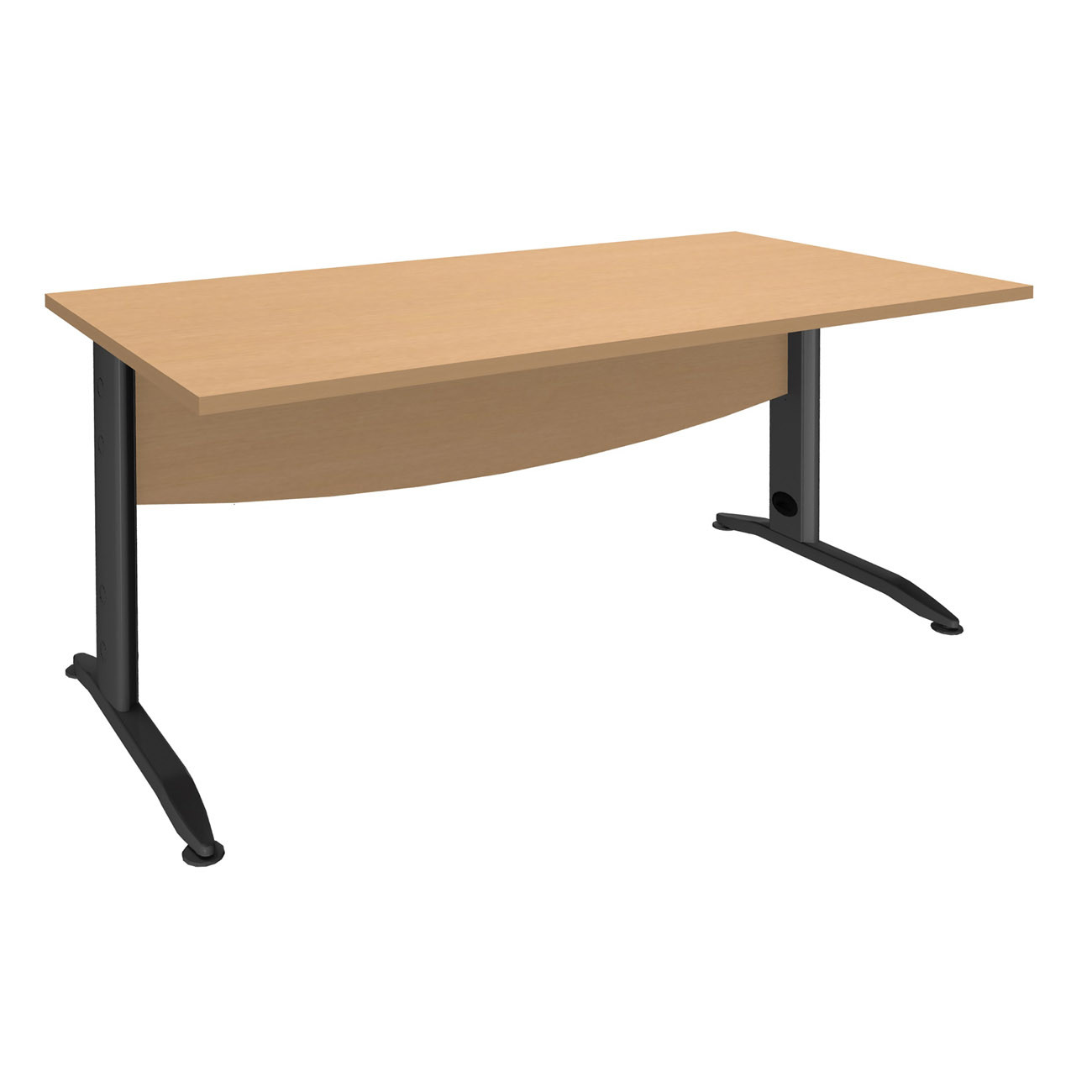 Bureau Droit Activity Métal - L.180 x P.80 cm - Plateau Hêtre - Pieds L Anthracite