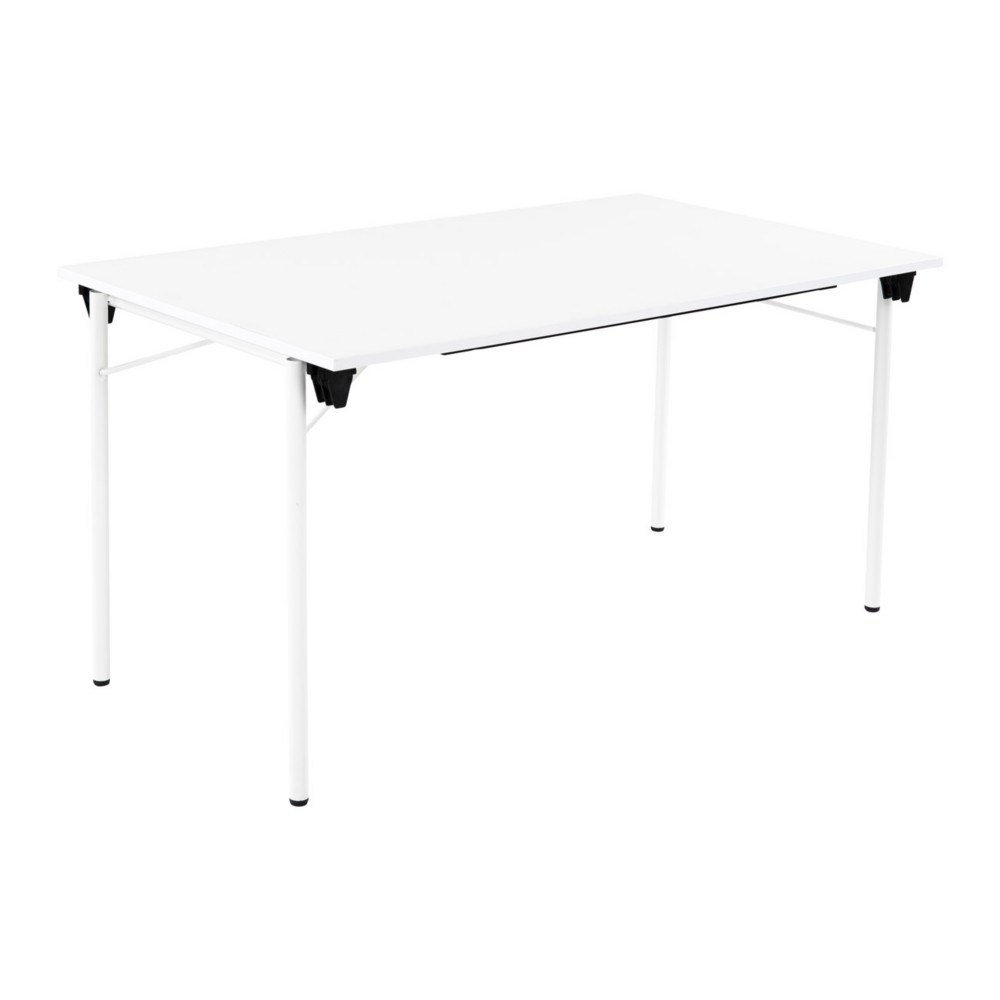 Table pliante Budget multiples usages rectangle L. 140 x P. 80 cm - Plateau Blanc - pieds Blanc