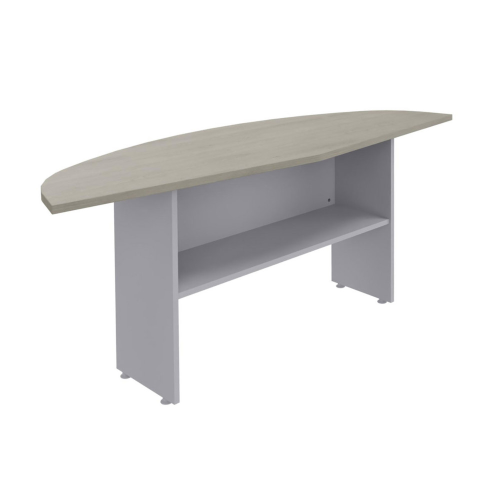 Retour courbe bureau Direction Activity - L.180 x P.60 cm - Plateau Chne gris - Pieds pleins Aluminium