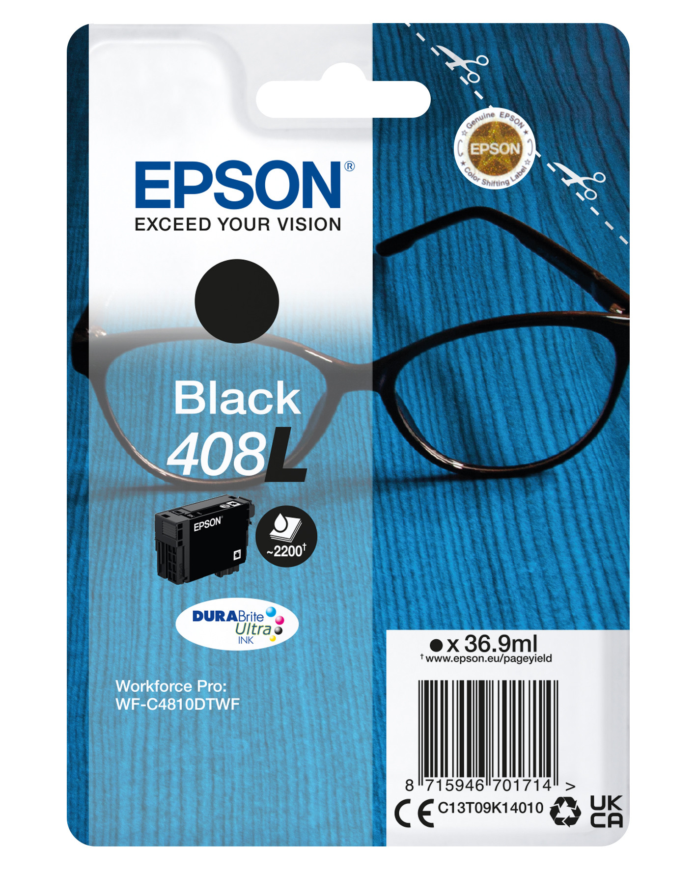 Epson 408 L Cartouche d'encre originale grande capacité C13T09K14010 - Noir