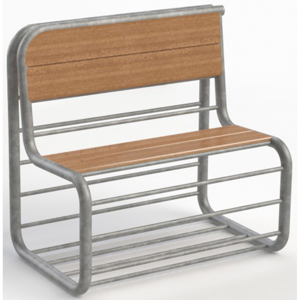 Banc d'extrieur  fixer Haven L.85 cm - Assise bois et structure grise