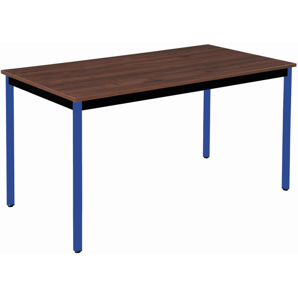 Table Polyvalente rectangle - L.140 x P.70 cm - Plateau Noyer - Pieds Bleu