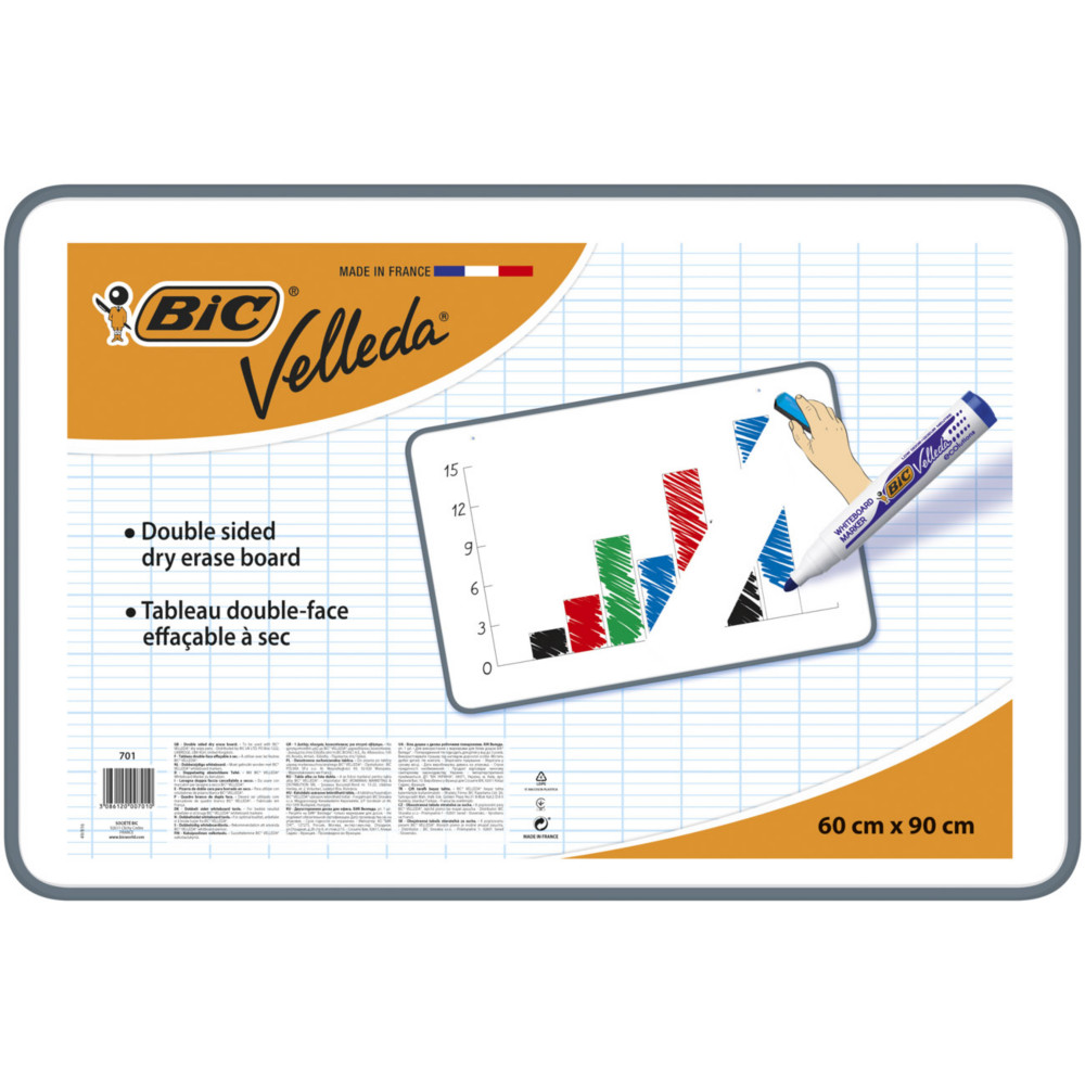 BIC Velleda Ardoise double face effaable  sec - L.60 x H.90 cm - Cadre Gris