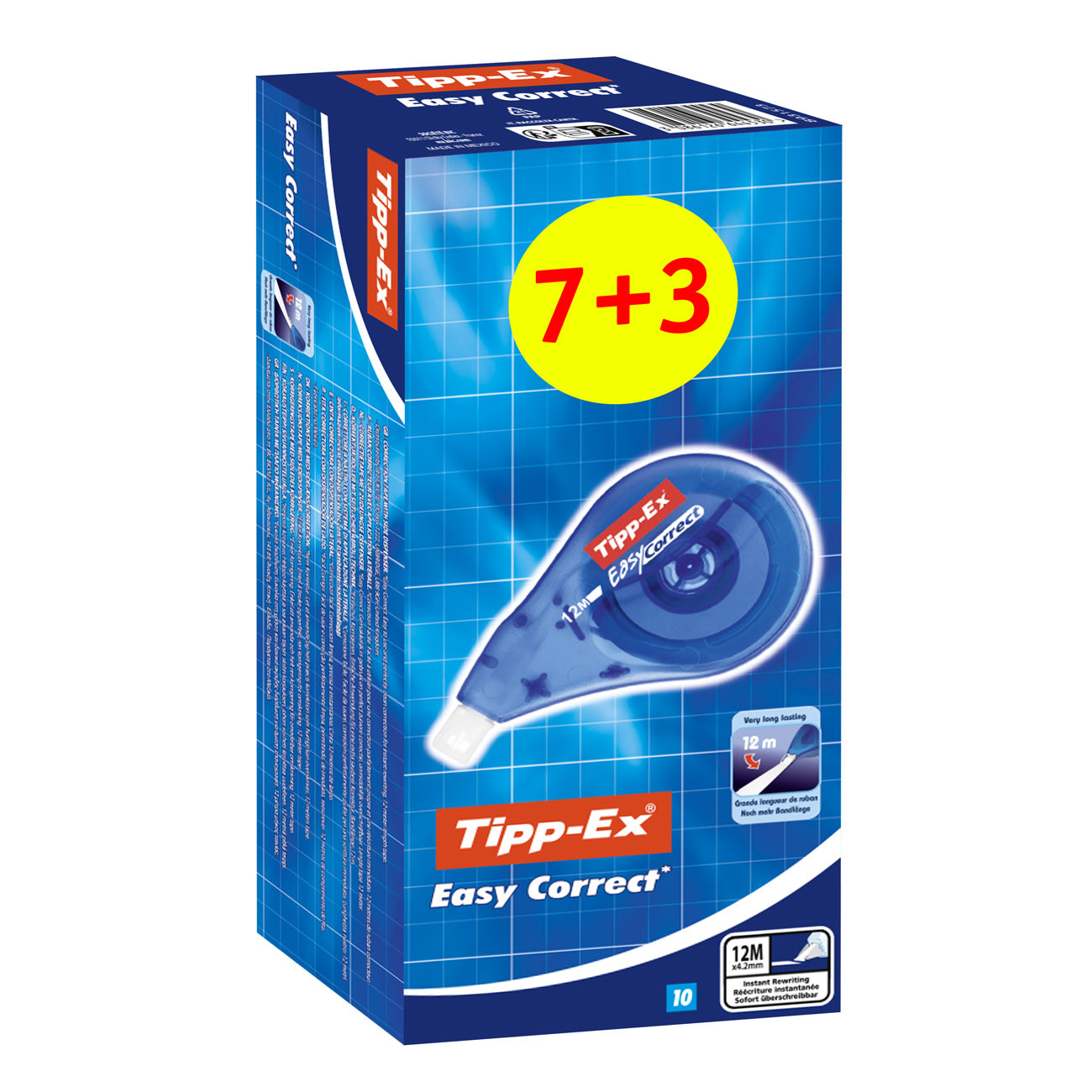 Tipp Ex Easy Correct Rubans Correcteurs 12 x 4 2 mm translucide Pack 7 + 3 - vue 3