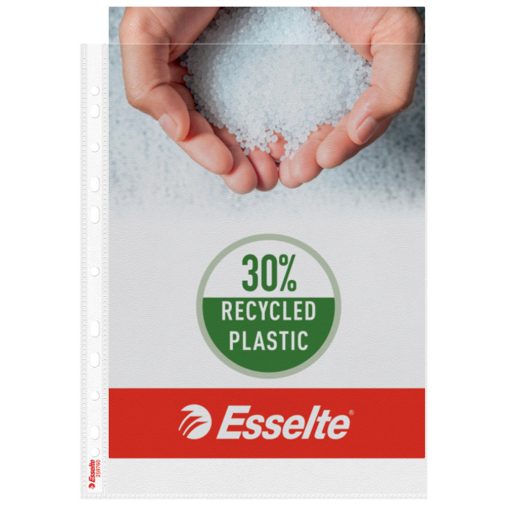 Esselte Premium Pochettes perfores transparentes - Format A4 Maxi - PP recycl - Grain - 85 - Lot de 25