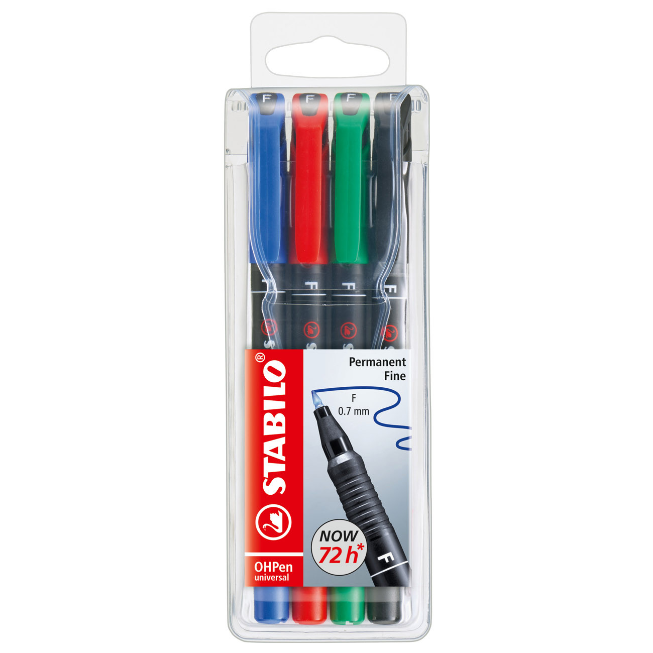 STABILO OHPen universal Stylo-feutre marqueur permanent pointe fine 0,7 mm - Pochette de 4 coloris assortis