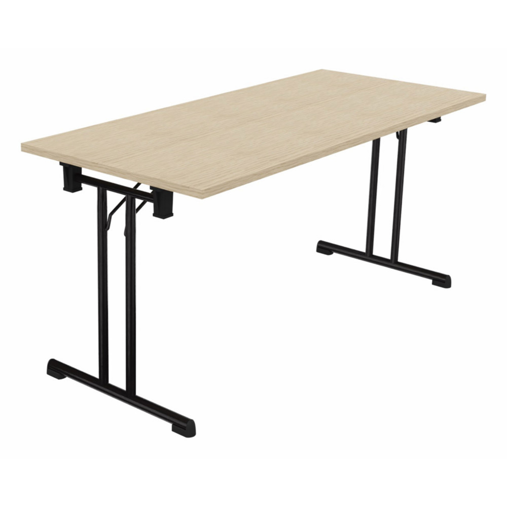 Table pliante polyvalente rectangle L. 160 x P. 70 cm - Plateau Chne de fil - pieds Noir