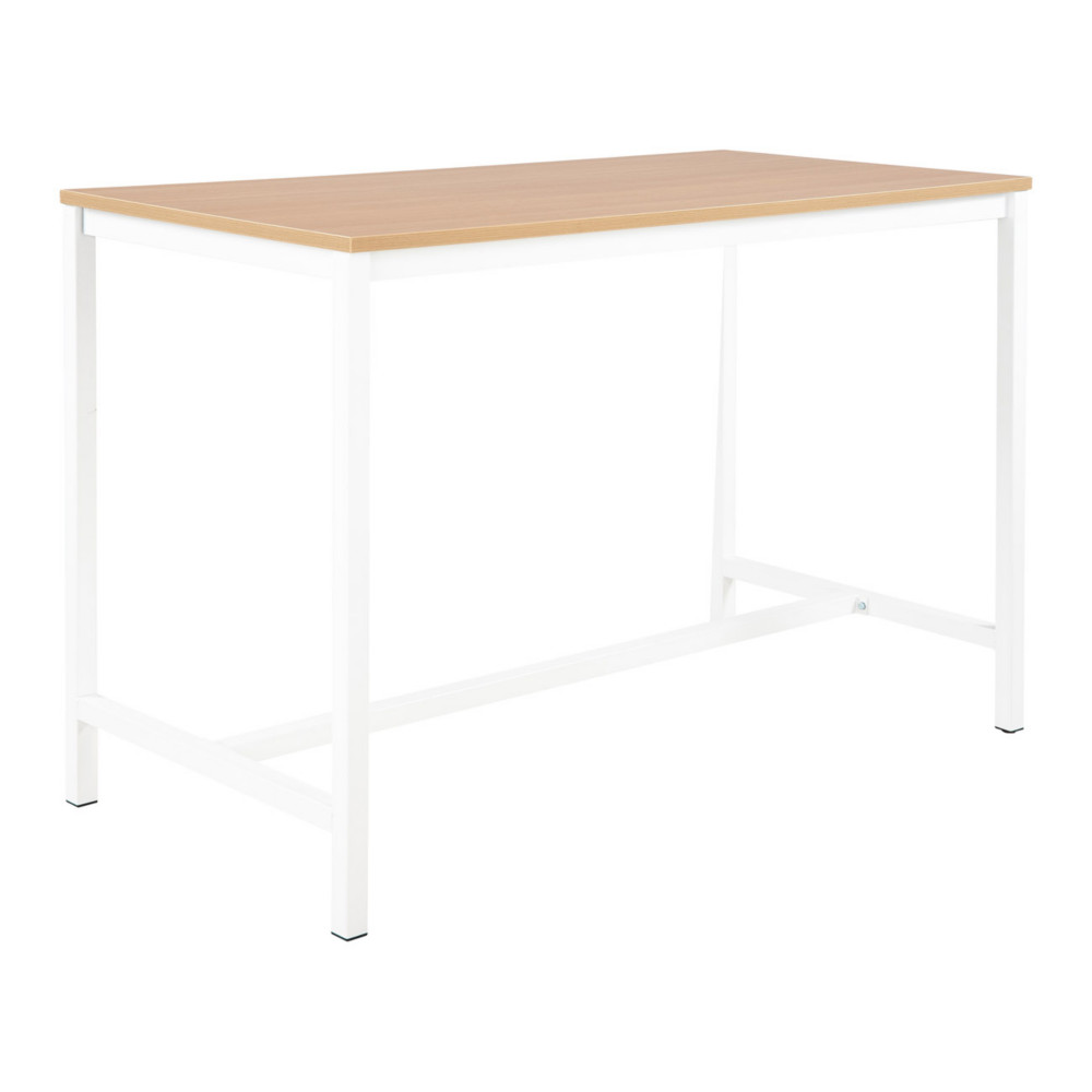 Table haute 110 cm polyvalente Budget 160 x 80 cm - Chne pieds mtal Blanc