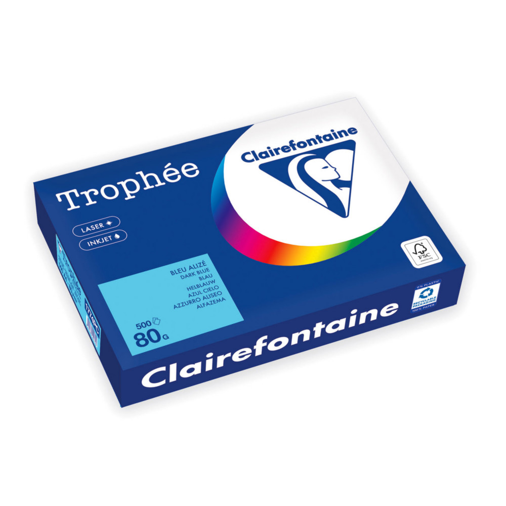 Clairefontaine Papier A4 couleur Trophe - 80 g - 500 feuilles - Bleu
