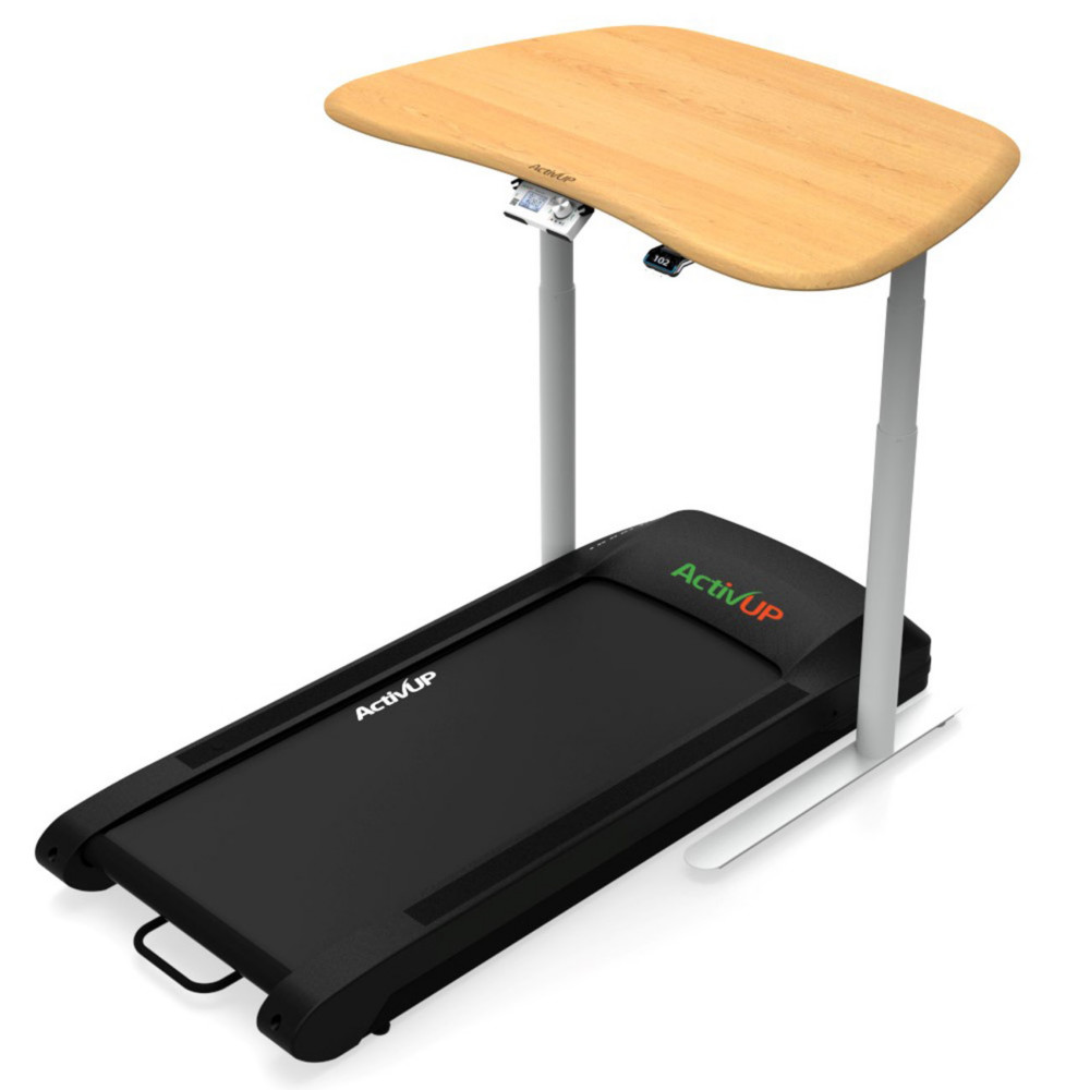 Activ'Up Tapis Bureau de marche intensif Softwalk 120 cm - Plateau Bois massif Htre finition Blanc