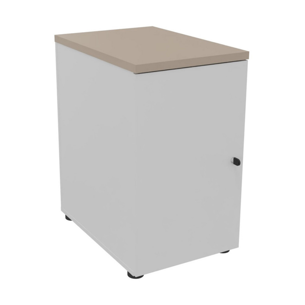 Caisson mlamin hauteur bureau 1 porte battante L.42 x P.60 x H.72 cm - Corps Gris - Top Argile