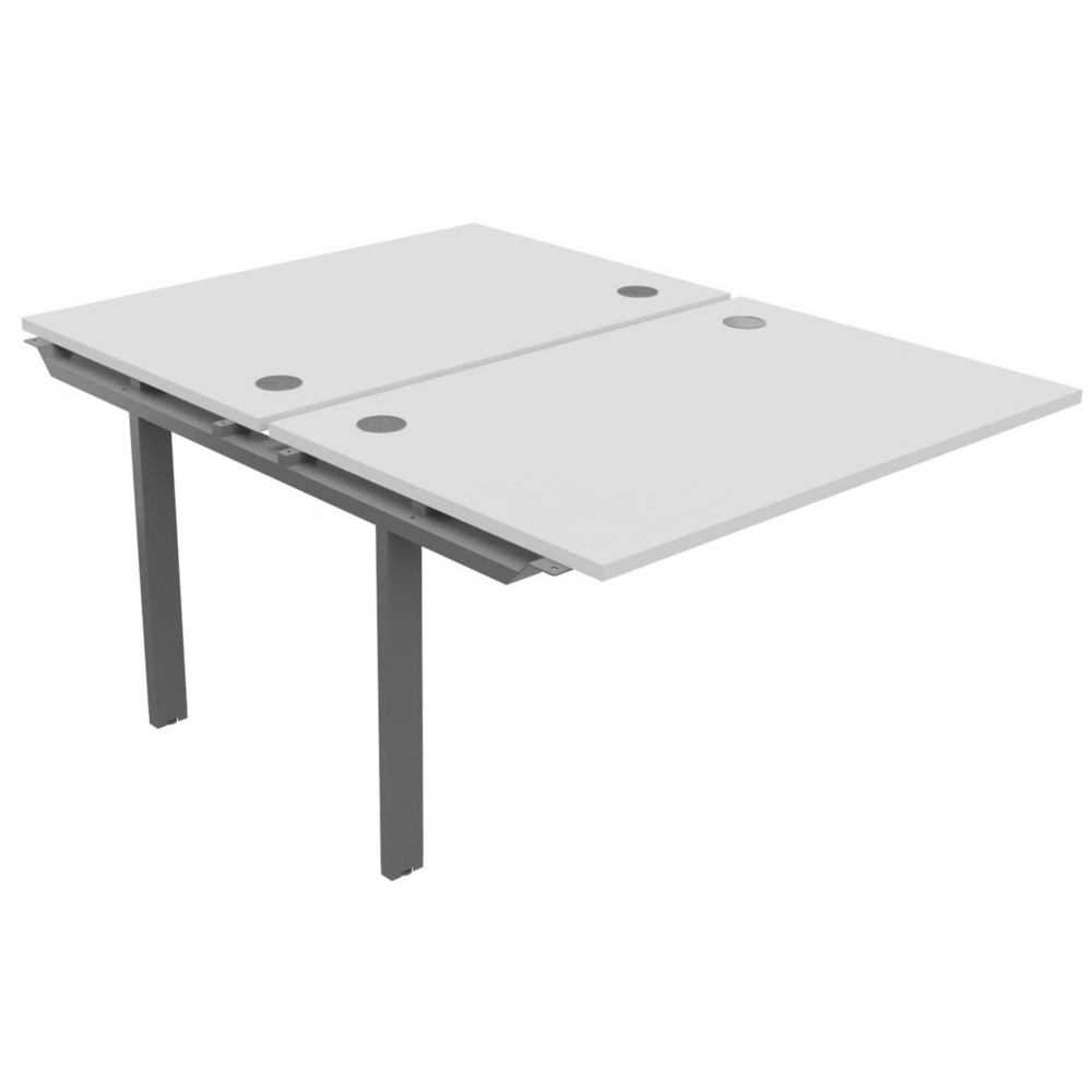 Module suivant pour ensemble 2 bureaux droits E-link - L.120 x P.163 cm - Plateau Blanc - Pieds Aluminium