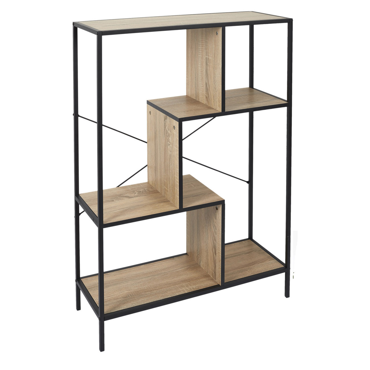 Étagère Edison - H. 113 cm - Noir et Bois