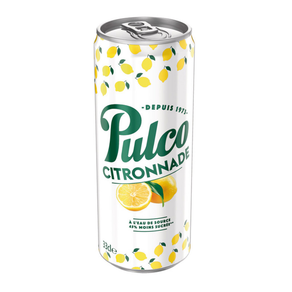 Pulco Citronnade  l'eau de source - Lot de 12 canettes slim de 33 cl