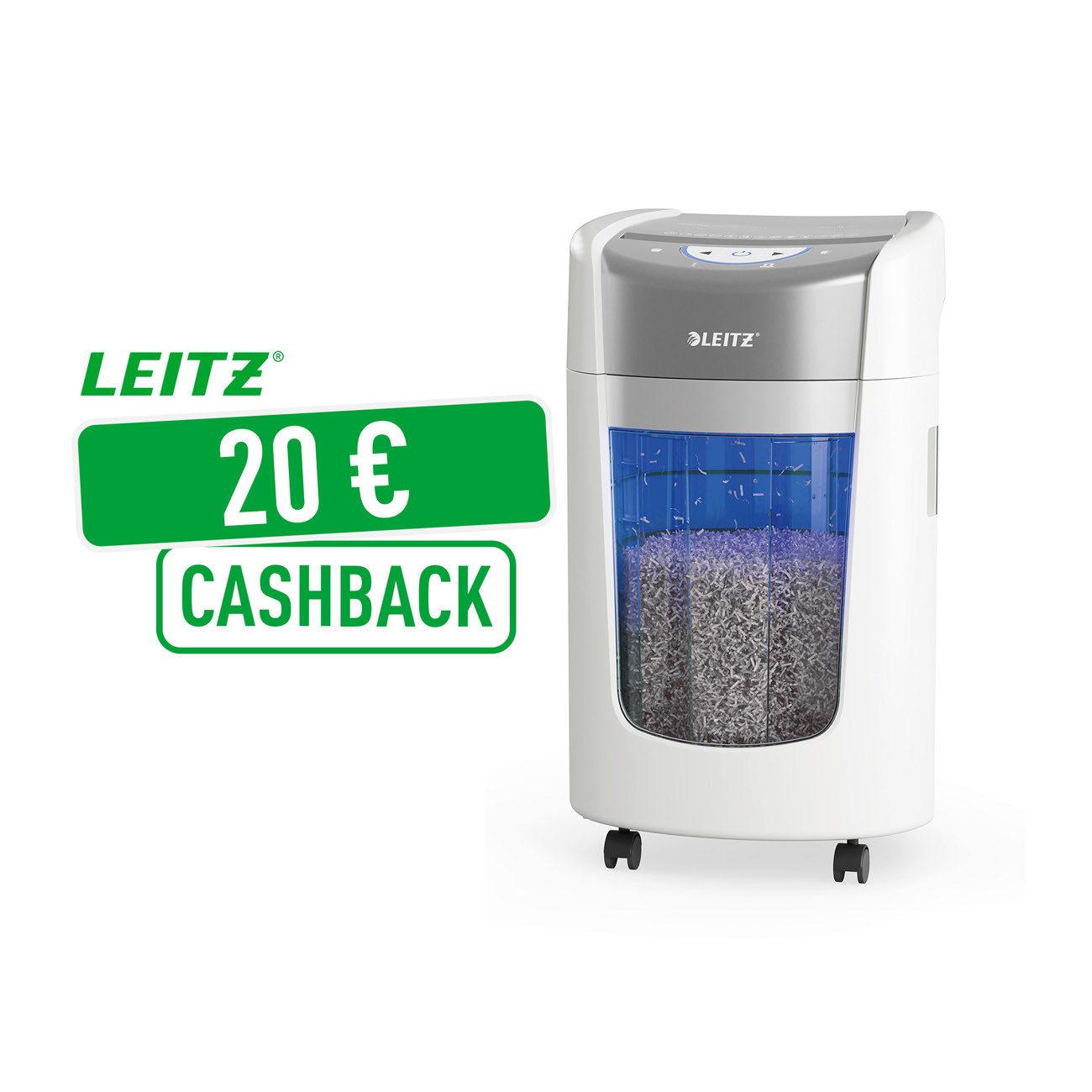 Leitz Destructeur de documents IQ OptiMax Home Office 225 - Coupe micro Sécurité P5 - Corbeille 15 L - Blanc