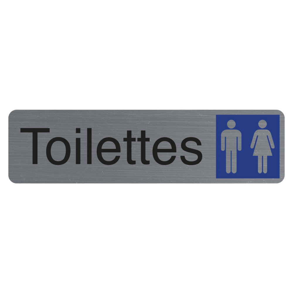 Exacompta Plaque signaltique adhsive Toilettes Dame / Homme - Rectangle Gris / Bleu