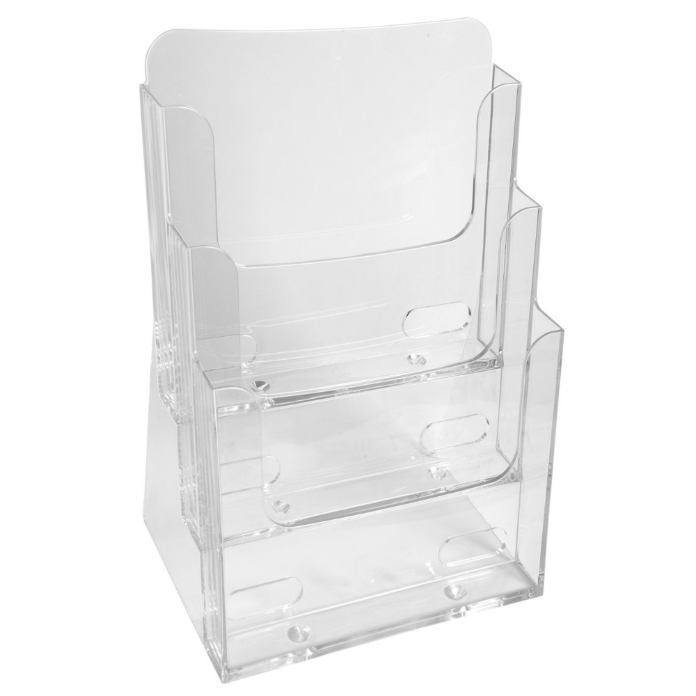 Exacompta Prsentoir de table vertical de prospectus Cristal - 3 compartiments A4 - Transparent