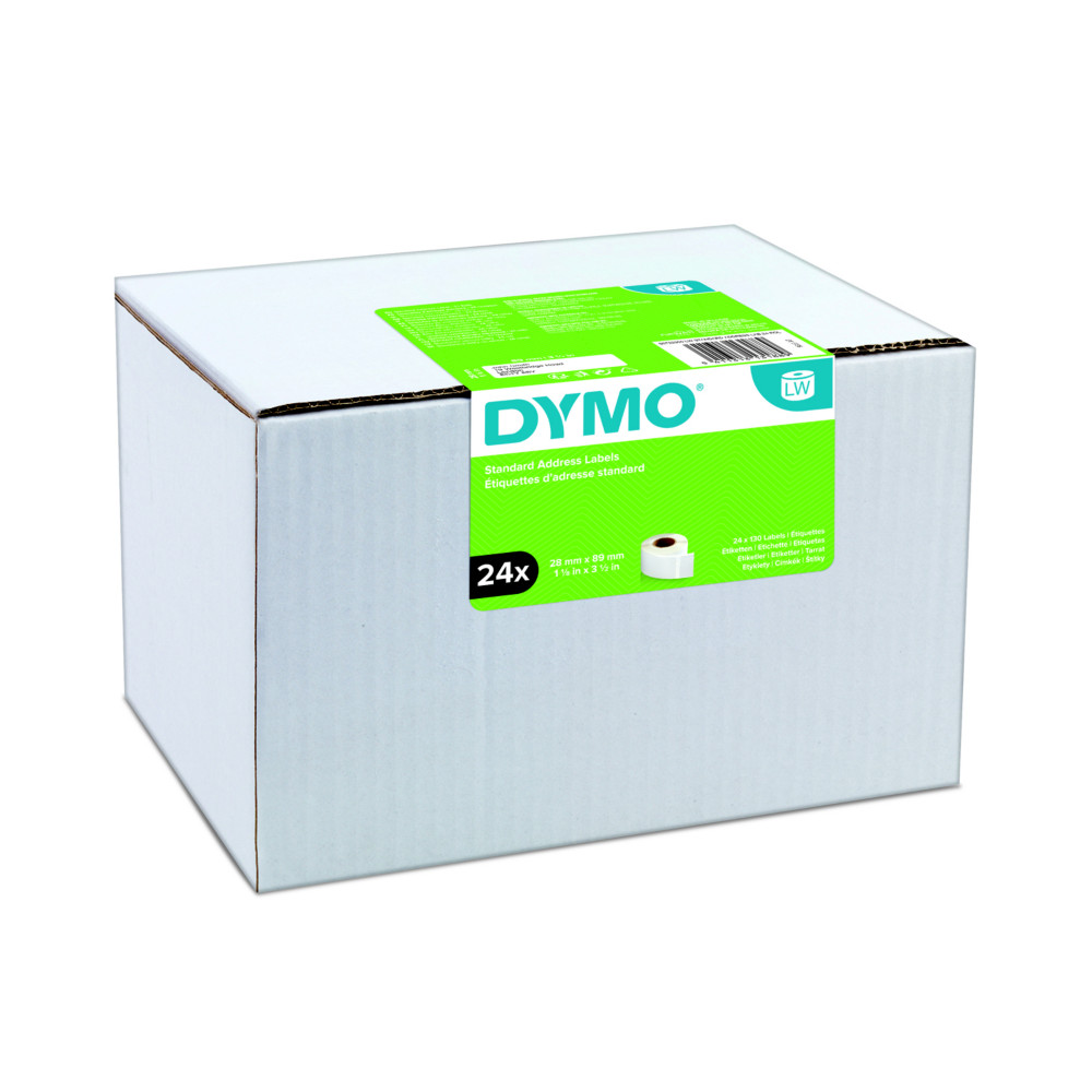 Dymo tiquettes d'adresse standard S0722360 LabelWriter 28 x 89mm - Bote de 24 rouleaux de 130 tiquettes