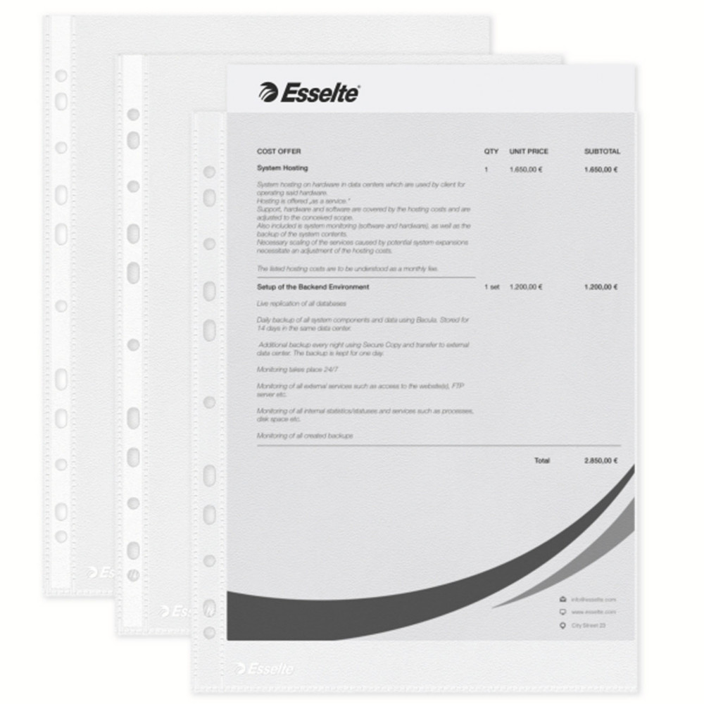 Esselte Economy Pochettes perfores transparentes polypropylne 5/100E A4 - Lot de 100