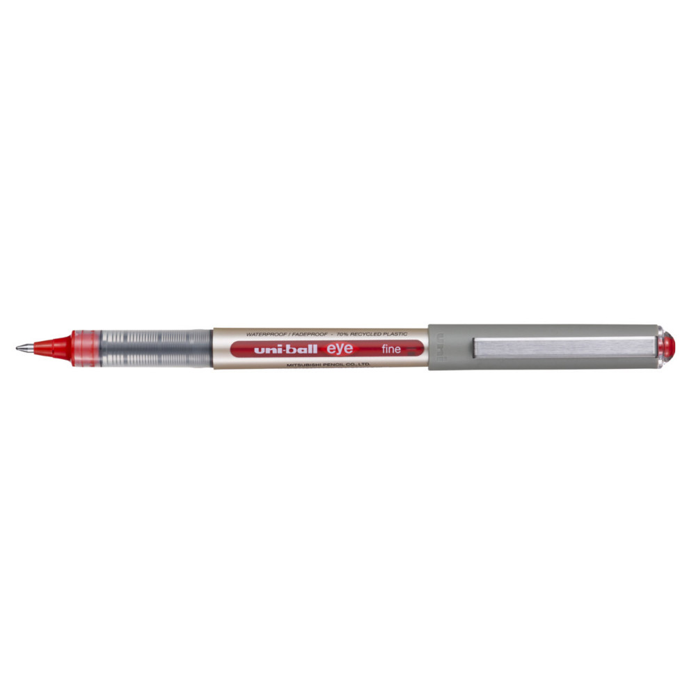Uni Stylo roller Eye UB-157 bille moyenne  - corps en polypropylne argent encre rouge