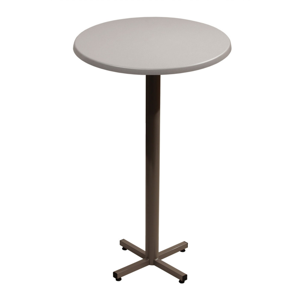 Table mange-debout Coffee ronde .70 x H.115 cm - Plateau Gris  Pied central Aluminium