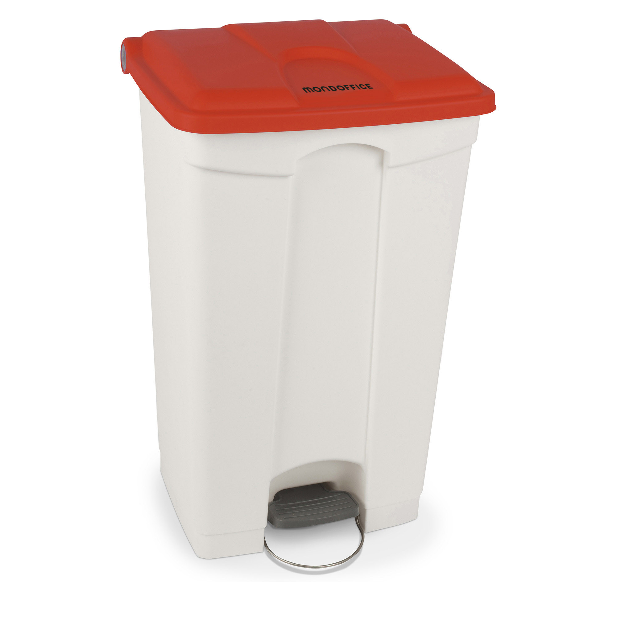 MONDOFFICE Poubelle à pédale en plastique 90L rouge
