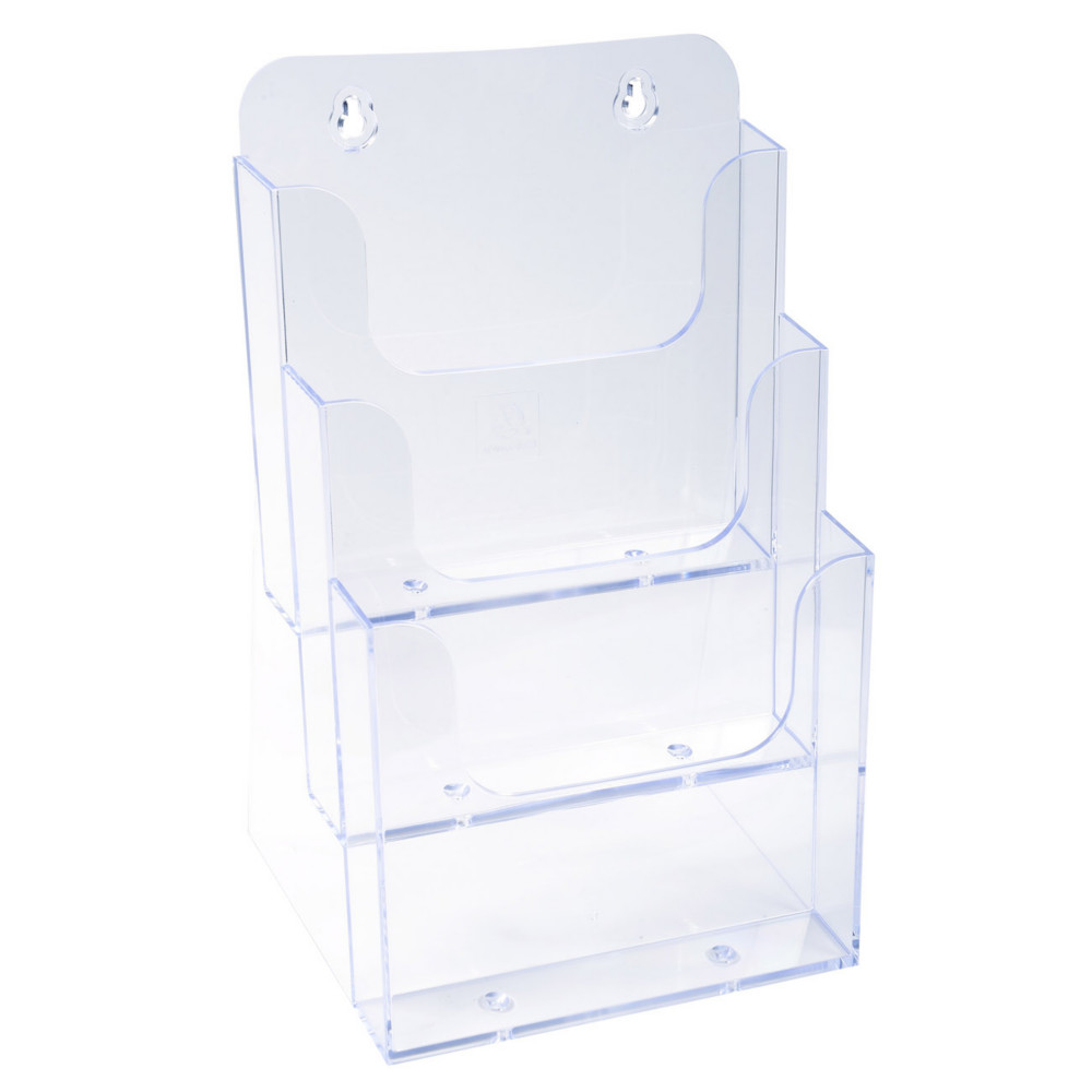 Exacompta Prsentoir de table vertical de prospectus Cristal - 3 compartiments A5 - Transparent